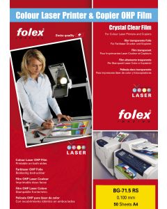 Film FOLEX BG71.5rs Transparent Retropro TOP STRIP Laser 100µ, A4 50 feuilles 