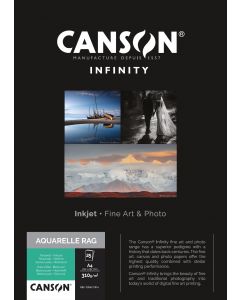 Papier Canson Infinity Aquarelle Rag 310g, A4 25 feuilles