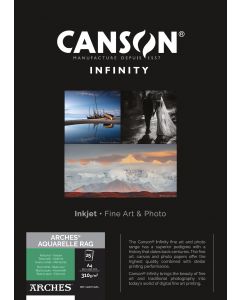 Papier CANSON INFINITY Arches® Aquarelle Rag 310g A4 25 feuilles