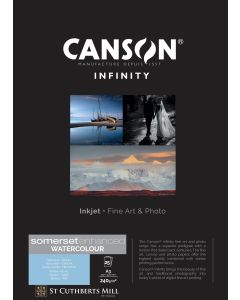 Papier CANSON INFINITY Somerset Enhanced Watercolour RAG, 240g, A3, 25 feuilles