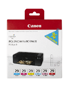 Multipack de 6 cartouches d'encre Canon PGI-29 C/M/Y/PC/PM/R