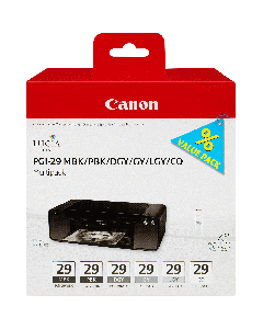 Multipack de 6 cartouches d'encre Canon PGI-29 MBK/PBK/DGY/GY/LGY/CO