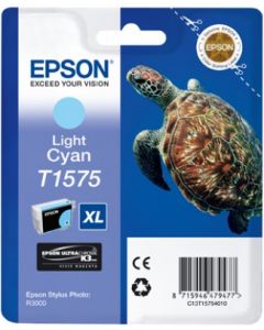 Encre Epson T1575 (Tortue) pour Stylus Photo R3000 : cyan clair (C13T15754010)