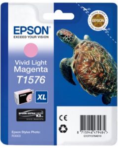 Encre Epson T1576 (Tortue) pour Stylus Photo R3000 : vivid magenta clair (C13T15764010)