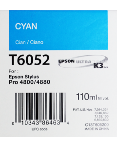 EPSON T6052 (C13T605200) - Cyan 110ml --> voir T6062 (C13T606200) CYAN 220ML 