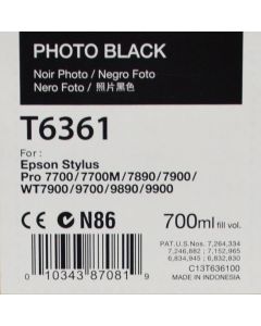 EPSON T6361 (C13T636100) - Cartouche d'encre Noir Photo - 700ml