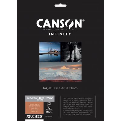 Papier CANSON INFINITY Arches® BFK Rives Blanc 310g A4 10 feuilles