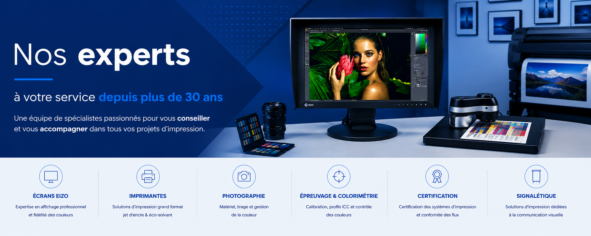 Découvrez nos experts en impression, colorimétrie et signalétique 