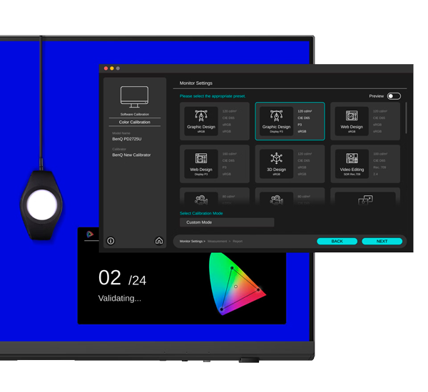 Logiciel AQCOLOR Pilot pour calibrer le BenQ PD2732U
